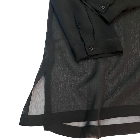 Norton McNaughton Sheer Black Button-Up Blouse | Size XL - Picture 3 of 6